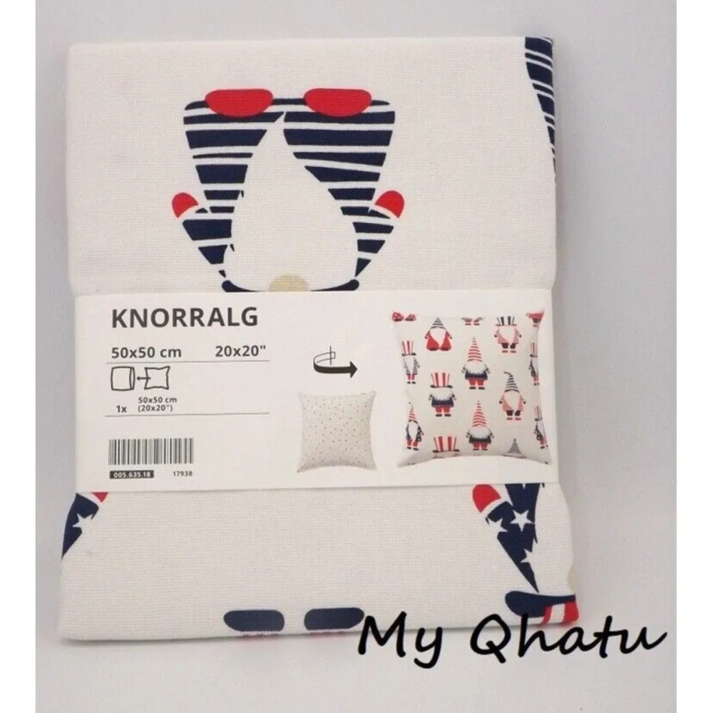 IKEA KNORRALG Cushion cover, red/blue gnome 20x20